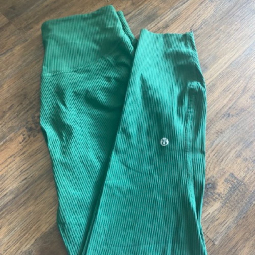 Lululemon Base Pace Ribbed Leggings Everglade Green Size 8